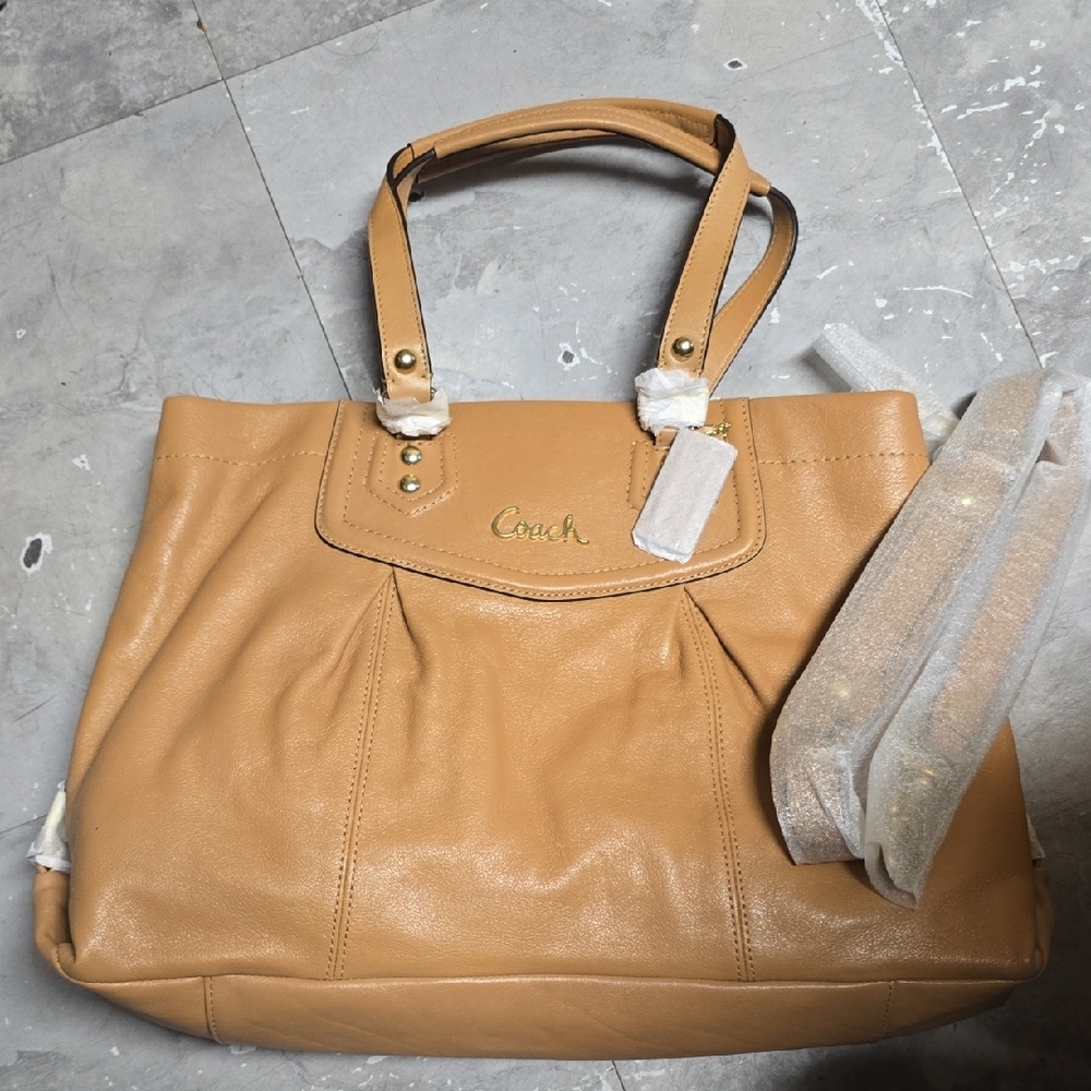 Coach Tan Leather Tote with Supple Leather and Sturdy Handles